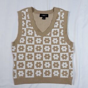 70s Inspired Amy Byer Daisy Knit Sweater Vest Girls L 14 Womens XS Twee Cottage